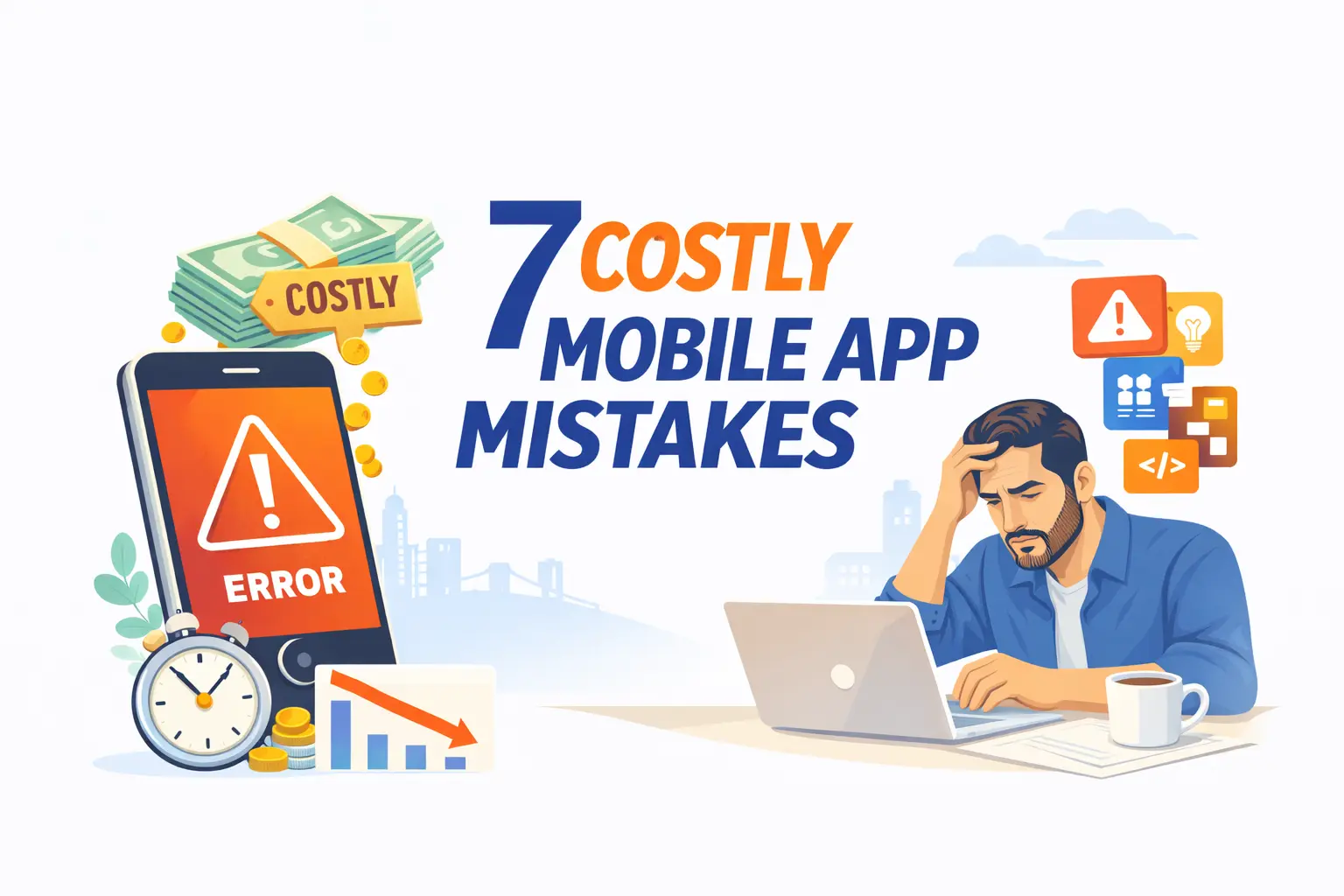 7 Costly Mobile App Mistakes - Common pitfalls in mobile app development that cause projects to fail or require rebuilds